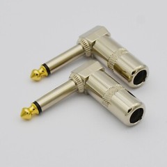 5 PACK LOT 1/4 TS RIGHT ANGLE MONO PHONE PLUG CORD CONNECTOR 6.3MM CABLE JACK