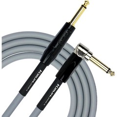 KIRLIN 18AWG Stage Straight to Right Angle Instrument Cable Gray PVC Jacket 10ft