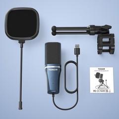 USB PC Microphone with Cardioid Pickup & Adjustable Stand for Streaming – TC-777