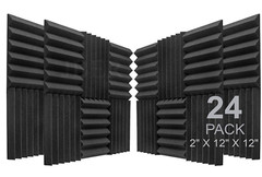 JBER 24 Pack Charcoal Acoustic Panels 2″ X 12″ X 12″ Studio Foam Wedges
