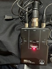 AKG B29L BATTERY POWER SUPPLY with AKG C-411 & C-419 INSTRUMENT MICROPHONES.
