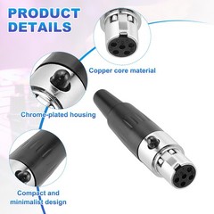 4PCS 5 Pin Female Mini XLR Connector, Mini XLR Jack Adapter Plug, Black
