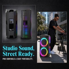 Dual 15″ Transparent Shell Bluetooth Party Speaker W/ LED Light Portable Trolley