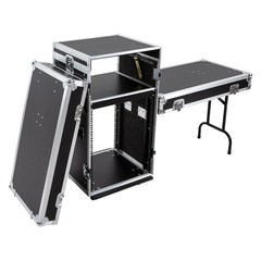 14U PA DJ Cabinet Black Rack Free Standing Network & Stereo Rack With 4 Wheels