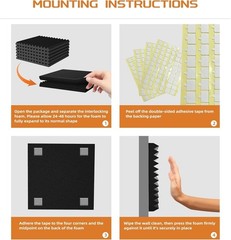 54 Pack Sound Proof Foam Panels |12″×12″×1″ Quick-Recovery Soundproof Wall Pa…