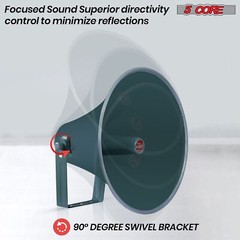 5 Core PA Speaker Paging Horn Throat 16 inch Outdoor Siren All Weather Use