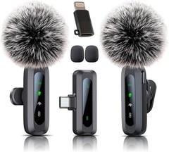 Wireless Mini Microphone for iPhone 15/16, iPad, Android, Wireless Lavalier