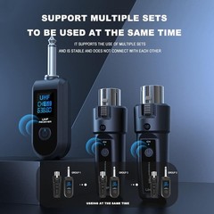 Wireless XLR Transmitter Receiver 2.4GHz Built-in Rechargeable Battery – 30m