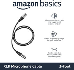 Amazon Basics 2-Pack XLR Microphone Cable for Recording Studio, Speaker or PA Sy