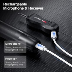 LEKATO UHF Wireless Microphone Rechargeable Cordless Dual Handheld Dynamic 100ft