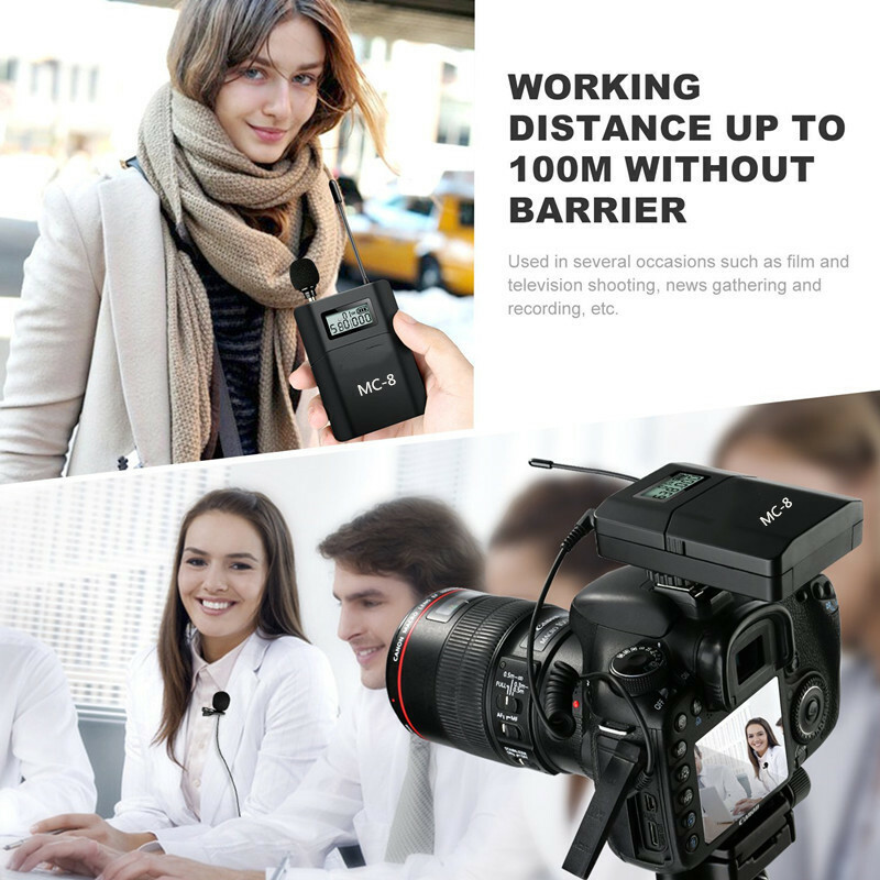 6-Channel UHF Wireless Lavalier MicrophoneLav MIC for DSLR Camera Smartphone