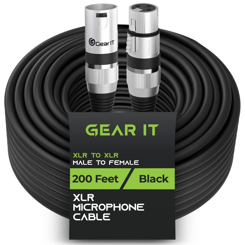 GearIT XLR to XLR Microphone Cable (200 Feet, 1 Pack)