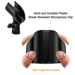 2 Pcs Universal Microphone Clip, Adjustable Mic Clip Holder for 2_Pack, Black