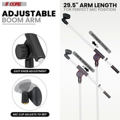 5 Core Tripod Mic Stand Floor 4Pcs Adjustable 18 To 72 Inches Sturdy Boom Arm…