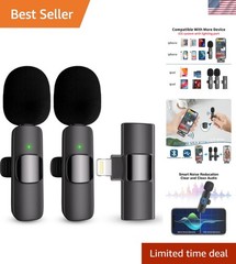 Rechargeable Omnidirectional Microphone Set for iPhone Live Streaming & Vlogging