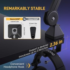 Heavy Duty Adjustable Microphone Boom Arm with Desk Clamp & Screw Adapter for Po
