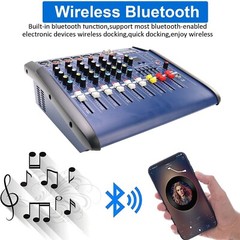 4 Channel Amplifier Audio Mixer, 250w Sound Mixer With Dual Wireless Mic, Sound