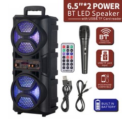 3000W Portable Party Bluetooth speaker Dual 6.5″ Loud Speaker Rechargeable