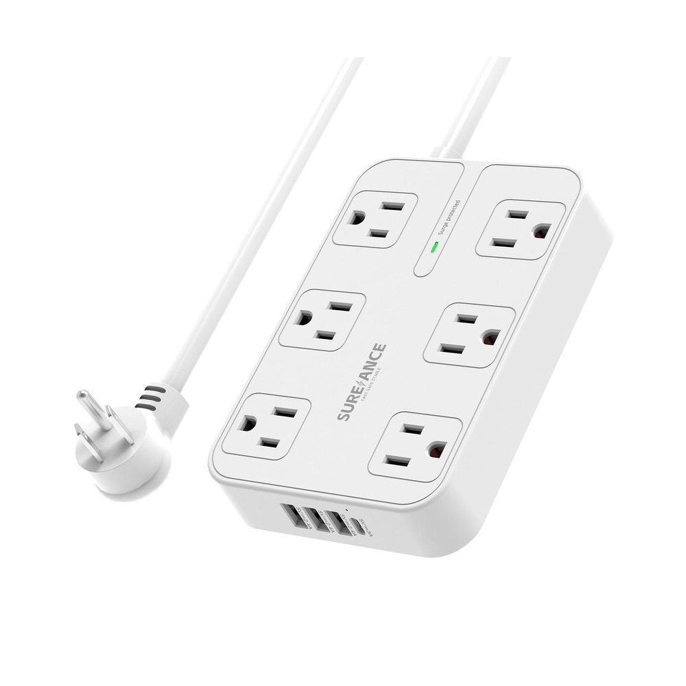 6-Outlet Power Strip with USB C – SUREANCE Surge Protector, 4 USB Ports, 1050…