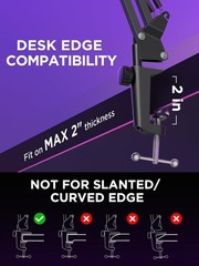 16″ Microphone Stand Mic Boom Arm for Blue Yeti HyperX QuadCast S Fifine K669B