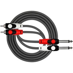 KIRLIN Lightgear Dual Black Patch Cable 2x 1/4″ Mono to 2x RCA 3 ft.