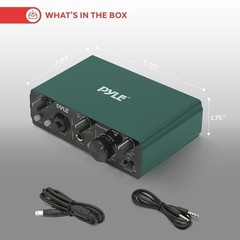 Pyle USB /ASIO Audio Interface-IN 2OUT 24bit /192kHz Podcaster (Brunswick Green)