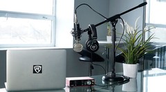 Rockville Kick Drum/Guitar Amp Mic Stand, Steel Round Base+Fixed Boom+Rubber Pad