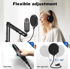 Professional Microphone Pop Filter Mask Shield for Blue Yeti and Any Other Micro