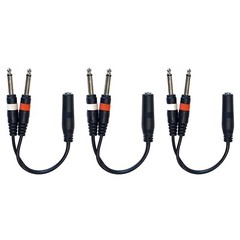 (3) Pack 1/4 Inch Stereo TRS Female to 2 X 1/4 Inch Male Mono Y Splitter Cable