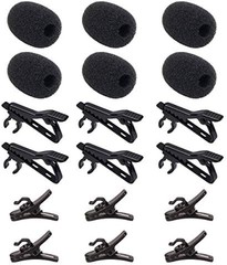 6 Pieces Lavalier Microphone Metal Tie Clips, 6 Pieces Lapel Mic Windscreen Foam