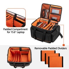 DJ Cable File Bag with Adjustable Dividers, 15.6“ Laptop Sleeve, Travel Musi…