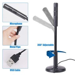 Mini Condenser Microphone USB Stand Recording Mic For PC Desktop Laptop Computer
