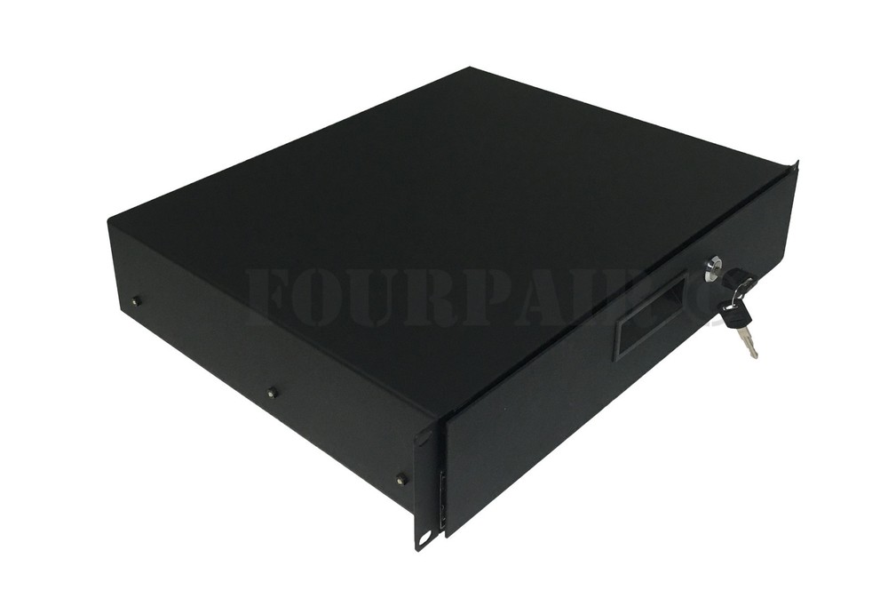 2 Space 2U Heavy-Duty 19″ Lock Locking Deep Rack Mount Drawer DJ Rack Road Case