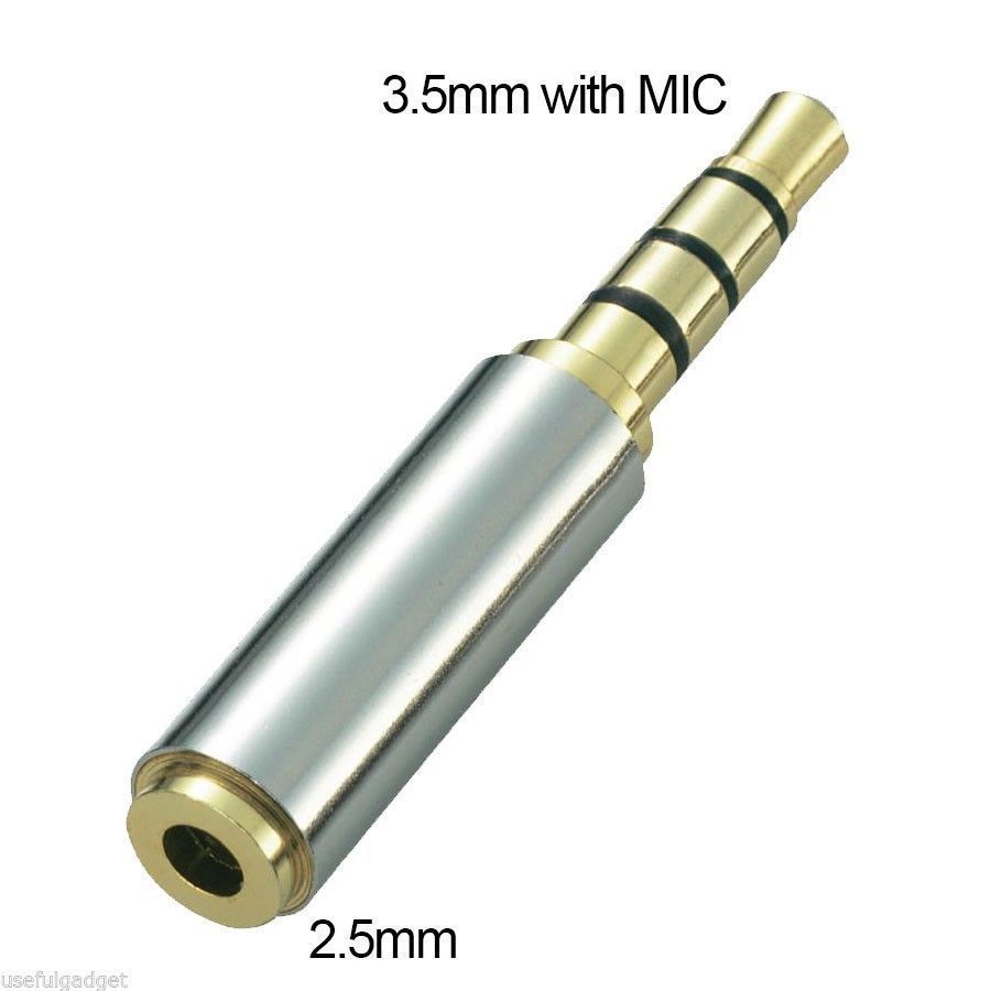 1x Gold 2.5mm Female to 3.5mm Male Stereo Adapter Plug