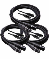 3 Pack Hosa Pro Microphone Cable HMIC-015, Neutrik REAN XLR3F to XLR3M 15Ft