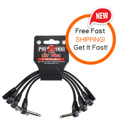 Pig Hog PHLSK6BK Low Profile Right-Angle patch cables cord Guitar Pedal -4PACK