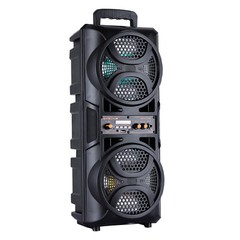 Dual 6.5″ Party Portable Bluetooth Speaker Heavy Bass Sound Remote FM LED Light