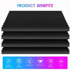 4 Pack Acoustic Foam Panels, 48 x 24 x 2″ Sound 48″ x 24″ x 2″, Black 4
