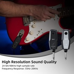 2.4G Wireless Guitar System Transmitter Receiver 48KHz 24-Bit Rechargeable 30M