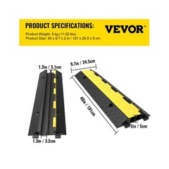 VEVOR Cable Protector Ramp, 5 Packs 2 Channels Speed Bump, Rubb… USA FAST SHIP
