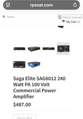 Saga SAG6012 240W 1-Channel Power Amplifier Phantom Power RCA/XLR Black