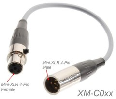 Mini XLR 4-Pin Female to Mini XLR 4-Pin Male Pro Audio Cable