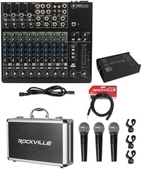Mackie 1402VLZ4 14-channel Analog Mixer w/4 ONYX Preamps+DI Box+Cable+(3) Mics