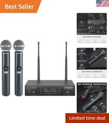 Wireless Microphone System, Dual Wireless Mics,w/ 2 Handheld Dynamic Micropho…