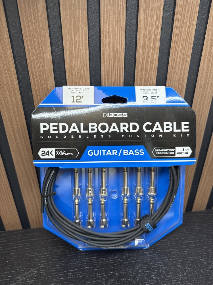 BOSS BCK-12 Solderless Pedalboard Cable Kit – 12 foot cable + 12 (9843) New