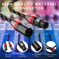 XLR Cable 15ft 4 Pack Nylon Braided 3 Pin Male to Female – Color Coded for Easy