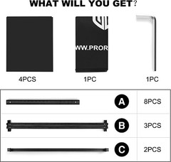 PRORECK DJ Foldable Portable Event Booth Panels Black Metal Frame Black Bag