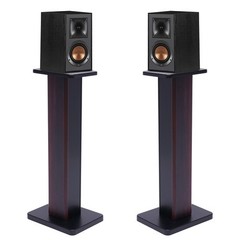 28″ Inch Pair Bookshelf Speaker Stands Surround Sound Home Theater Black Walnut