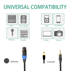 Xlr to 3.5Mm Cable Unbalanced Female Xlr to 1/8 Inch Mini Stereo Jack Aux Microp