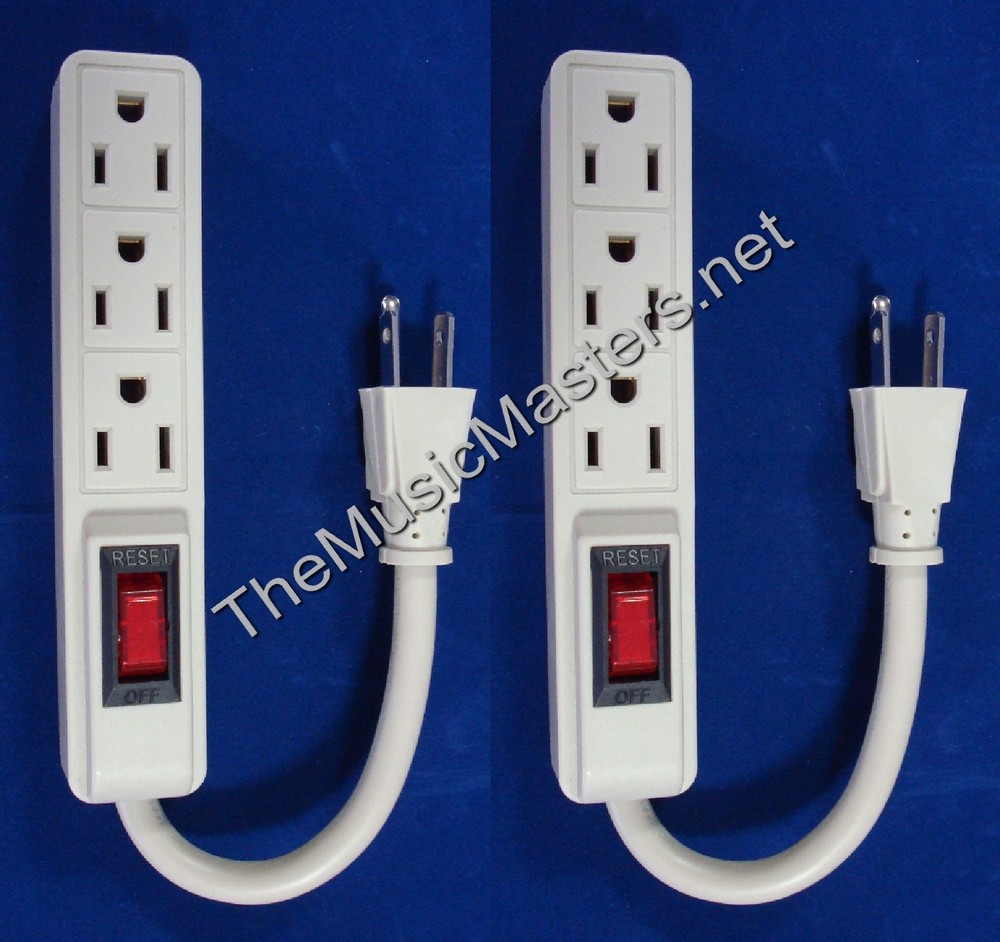 2X Mini Add-on DJ Band 3 Outlet AC POWER STRIP w/ Lighted On/Off Switch 5″ Cord